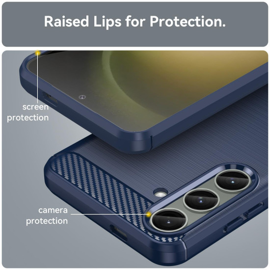 For Samsung Galaxy S24+ 5G Brushed Texture Carbon Fiber TPU Phone Case(Blue)