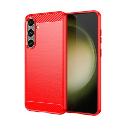 For Samsung Galaxy S24+ 5G Brushed Texture Carbon Fiber TPU Phone Case(Red)