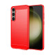 For Samsung Galaxy S24+ 5G Brushed Texture Carbon Fiber TPU Phone Case(Red)