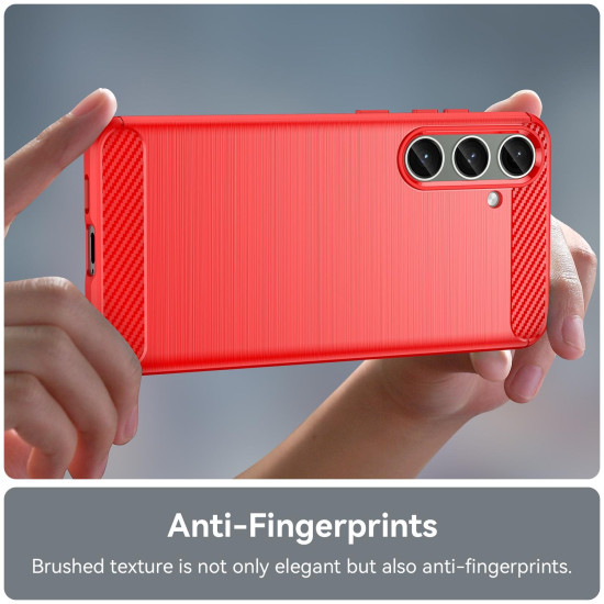 For Samsung Galaxy S24+ 5G Brushed Texture Carbon Fiber TPU Phone Case(Red)
