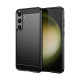 For Samsung Galaxy S24+ 5G Brushed Texture Carbon Fiber TPU Phone Case(Black)