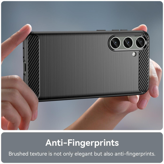 For Samsung Galaxy S24+ 5G Brushed Texture Carbon Fiber TPU Phone Case(Black)