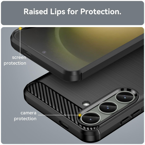 For Samsung Galaxy S24+ 5G Brushed Texture Carbon Fiber TPU Phone Case(Black)