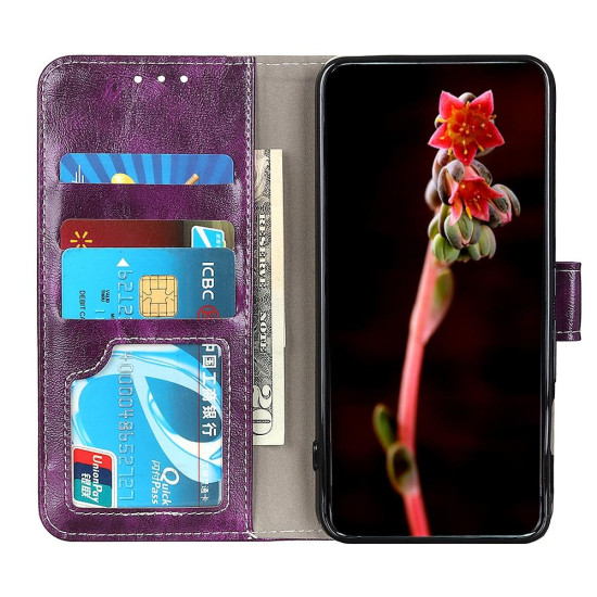 For Samsung Galaxy S24+ Retro Crazy Horse Texture Leather Phone Case(Purple)