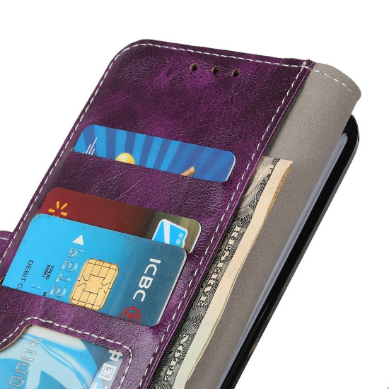 For Samsung Galaxy S24+ Retro Crazy Horse Texture Leather Phone Case(Purple)