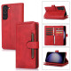 For Samsung Galaxy S23+ 5G Wristband Card Slot Leather Phone Case(Red)