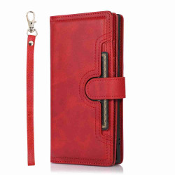 For Samsung Galaxy S23+ 5G Wristband Card Slot Leather Phone Case(Red)