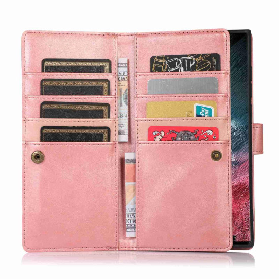 For Samsung Galaxy S23+ 5G Wristband Card Slot Leather Phone Case(Rose Gold)