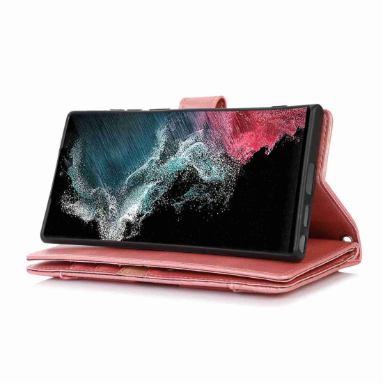 For Samsung Galaxy S23+ 5G Wristband Card Slot Leather Phone Case(Rose Gold)