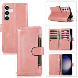 For Samsung Galaxy S24+ 5G Wristband Card Slot Leather Phone Case(Rose Gold)