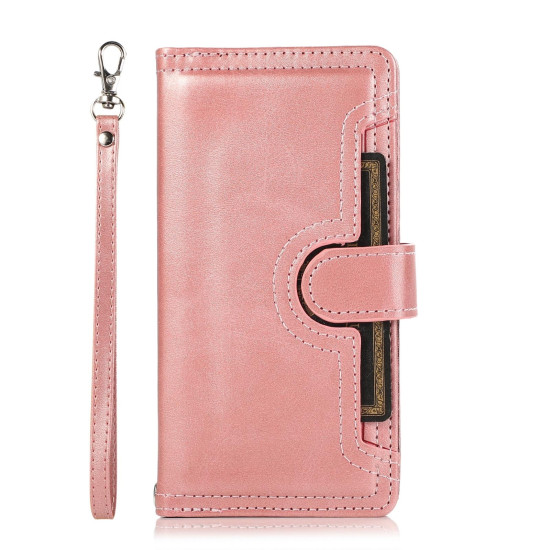 For Samsung Galaxy S24+ 5G Wristband Card Slot Leather Phone Case(Rose Gold)