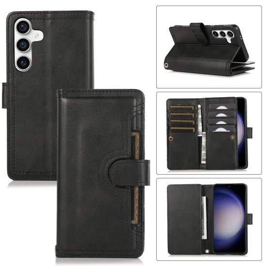 For Samsung Galaxy S24+ 5G Wristband Card Slot Leather Phone Case(Black)