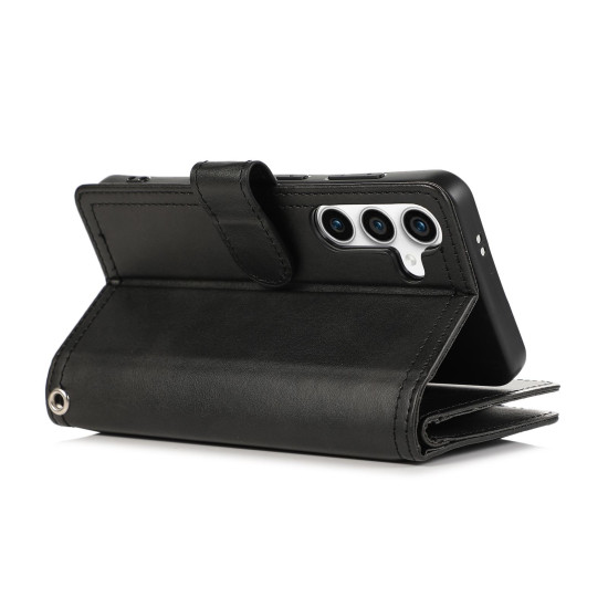 For Samsung Galaxy S24+ 5G Wristband Card Slot Leather Phone Case(Black)