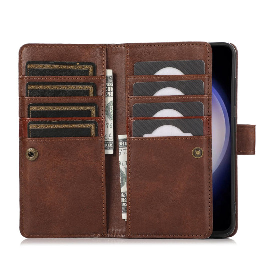 For Samsung Galaxy S24+ 5G Wristband Card Slot Leather Phone Case(Coffee)