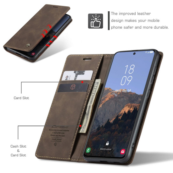 For Samsung Galaxy S24+ 5G CaseMe 013 Multifunctional Horizontal Flip Leather Phone Case(Coffee)