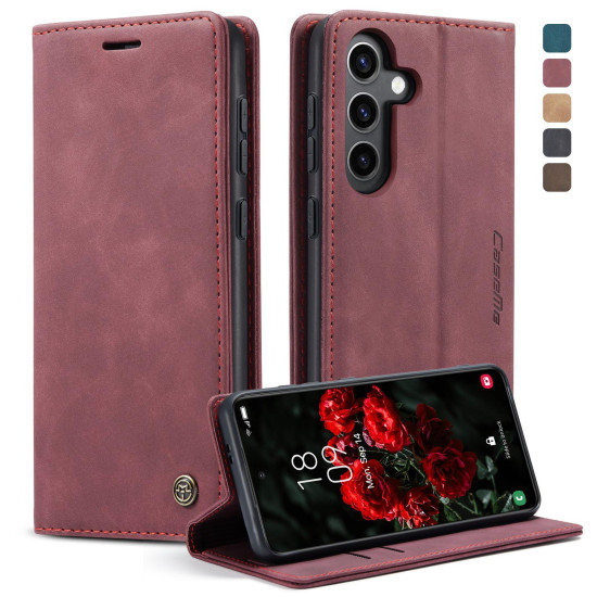 For Samsung Galaxy S24+ 5G CaseMe 013 Multifunctional Horizontal Flip Leather Phone Case(Wine Red)