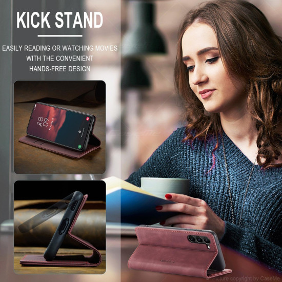 For Samsung Galaxy S24+ 5G CaseMe 013 Multifunctional Horizontal Flip Leather Phone Case(Wine Red)