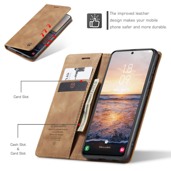For Samsung Galaxy S24+ 5G CaseMe 013 Multifunctional Horizontal Flip Leather Phone Case(Brown)