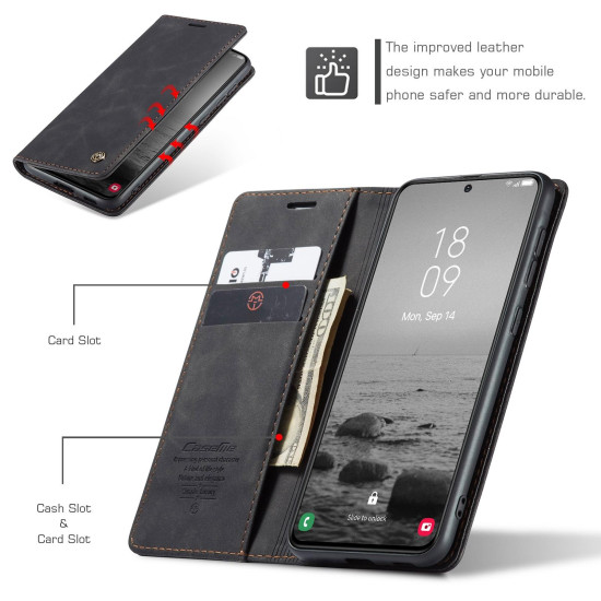 For Samsung Galaxy S24+ 5G CaseMe 013 Multifunctional Horizontal Flip Leather Phone Case(Black)