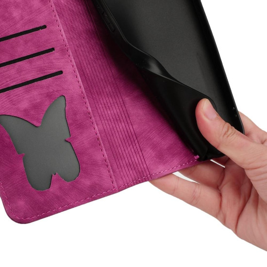 For Samsung Galaxy S24+ 5G Butterfly Cat Embossing Flip Leather Phone Case(Pink)