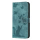 For Samsung Galaxy S24+ 5G Butterfly Cat Embossing Flip Leather Phone Case(Wathet)