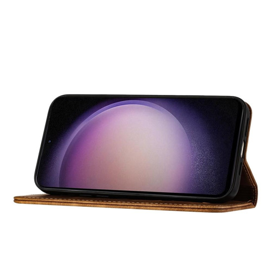 For Samsung Galaxy S24+ 5G Butterfly Cat Embossing Flip Leather Phone Case(Brown)