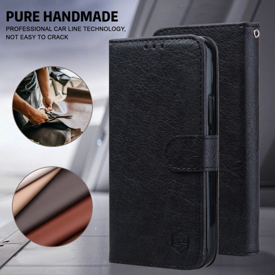 For Samsung Galaxy S24+ 5G Skin Feeling Oil Leather Texture PU + TPU Phone Case(Black)