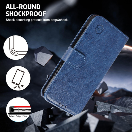 For Samsung Galaxy S24+ 5G Skin Feeling Oil Leather Texture PU + TPU Phone Case(Dark Blue)