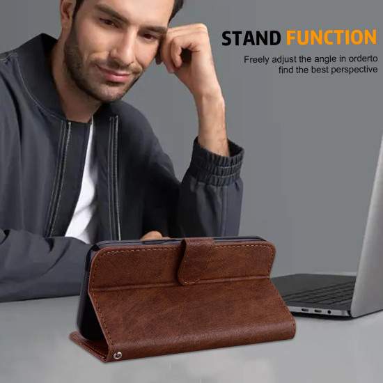 For Samsung Galaxy S24+ 5G Skin Feeling Oil Leather Texture PU + TPU Phone Case(Brown)