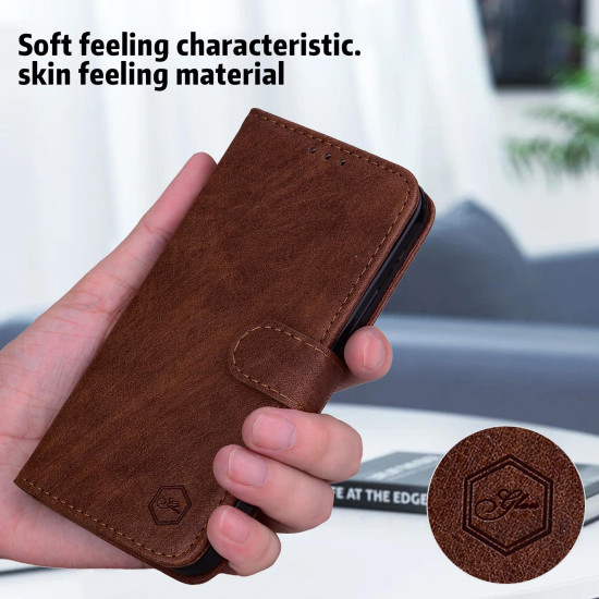 For Samsung Galaxy S24+ 5G Skin Feeling Oil Leather Texture PU + TPU Phone Case(Brown)