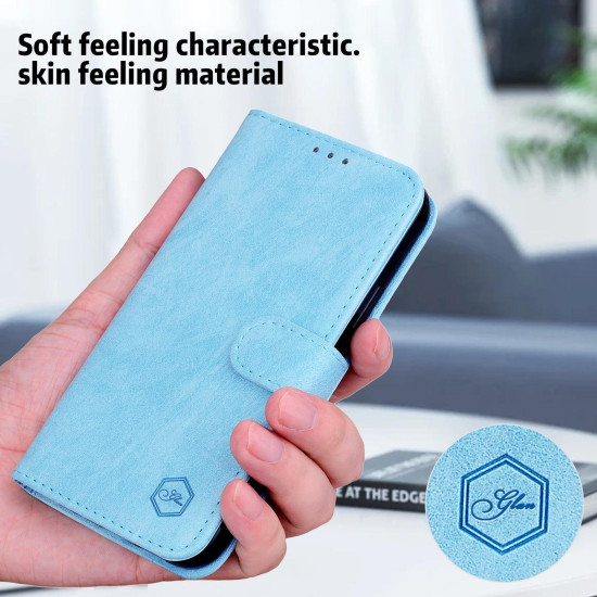 For Samsung Galaxy S24+ 5G Skin Feeling Oil Leather Texture PU + TPU Phone Case(Light Blue)