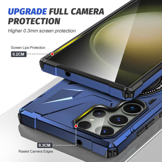 For Samsung Galaxy S24+ 5G MagSafe Magnetic Shockproof Phone Case with Ring Holder(Navy Blue)