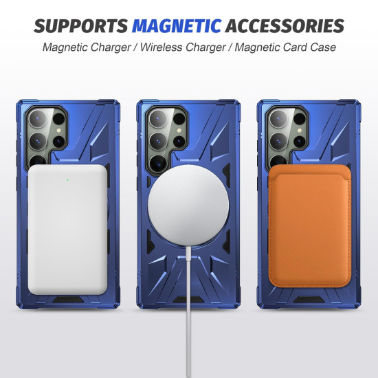 For Samsung Galaxy S24+ 5G MagSafe Magnetic Shockproof Phone Case with Ring Holder(Navy Blue)