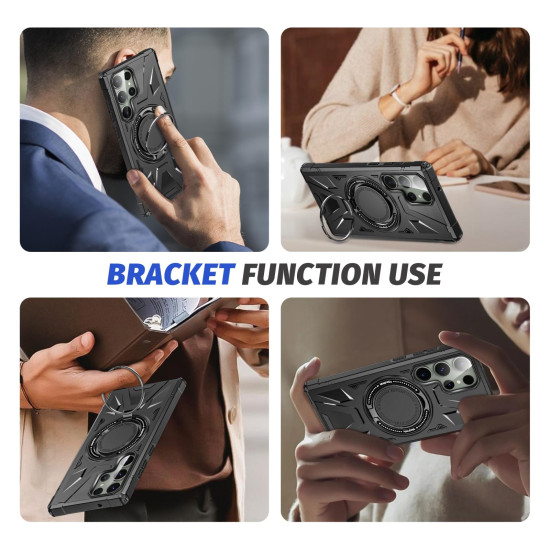 For Samsung Galaxy S24+ 5G MagSafe Magnetic Shockproof Phone Case with Ring Holder(Black)