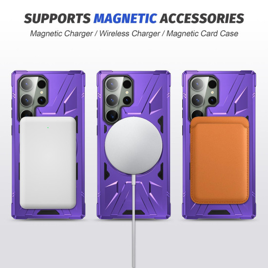 For Samsung Galaxy S24+ 5G MagSafe Magnetic Shockproof Phone Case with Ring Holder(Purple)