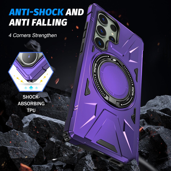 For Samsung Galaxy S24+ 5G MagSafe Magnetic Shockproof Phone Case with Ring Holder(Purple)