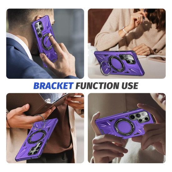 For Samsung Galaxy S24+ 5G MagSafe Magnetic Shockproof Phone Case with Ring Holder(Purple)