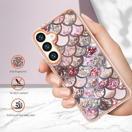 For Samsung Galaxy S24+ 5G Electroplating IMD TPU Phone Case(Pink Scales)