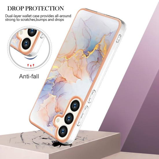 For Samsung Galaxy S24+ 5G Electroplating IMD TPU Phone Case(White Marble)