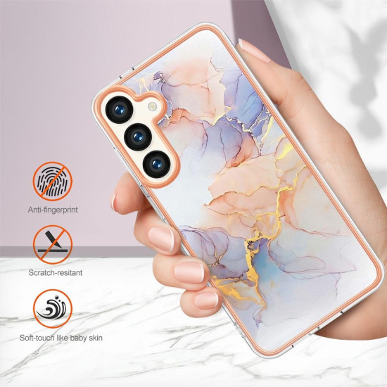 For Samsung Galaxy S24+ 5G Electroplating IMD TPU Phone Case(White Marble)