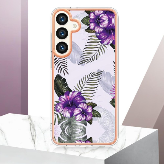 For Samsung Galaxy S24+ 5G Electroplating IMD TPU Phone Case(Purple Flower)