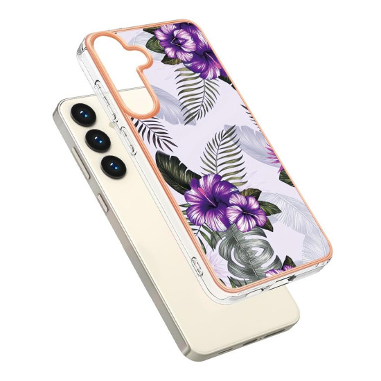 For Samsung Galaxy S24+ 5G Electroplating IMD TPU Phone Case(Purple Flower)