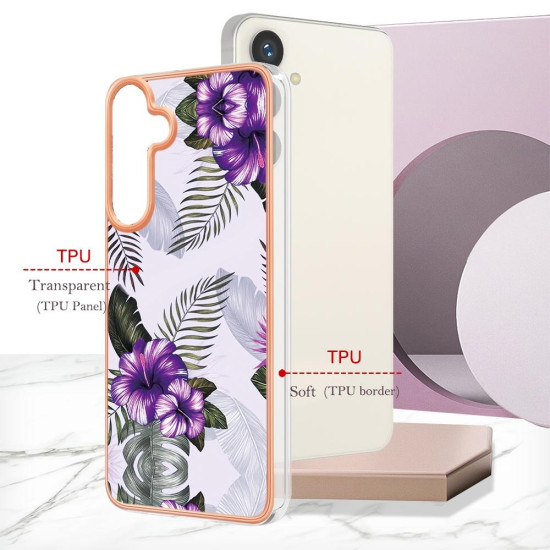 For Samsung Galaxy S24+ 5G Electroplating IMD TPU Phone Case(Purple Flower)