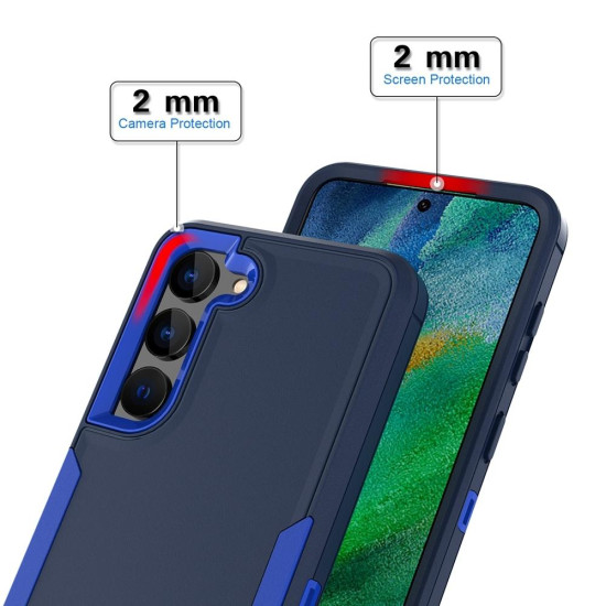 For Samsung Galaxy S23 5G 2 in 1 PC Hybrid TPU Phone Case(Royal Blue+Dark Blue)