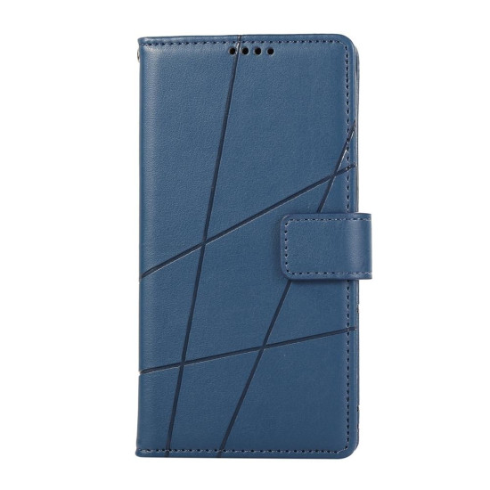 For Samsung Galaxy S24+ 5G PU Genuine Leather Texture Embossed Line Phone Case(Blue)