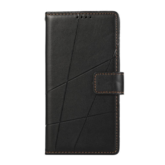 For Samsung Galaxy S24+ 5G PU Genuine Leather Texture Embossed Line Phone Case(Black)