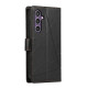 For Samsung Galaxy S24+ 5G PU Genuine Leather Texture Embossed Line Phone Case(Black)