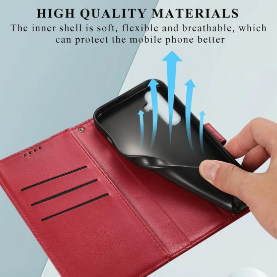 For Samsung Galaxy S24+ 5G PU Genuine Leather Texture Embossed Line Phone Case(Red)