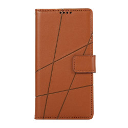 For Samsung Galaxy S24+ 5G PU Genuine Leather Texture Embossed Line Phone Case(Brown)
