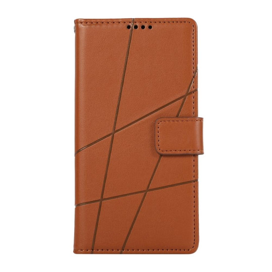 For Samsung Galaxy S24+ 5G PU Genuine Leather Texture Embossed Line Phone Case(Brown)